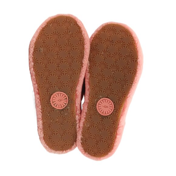 UGG Fluff Yeah Slide Slippers Womens 9 Pink Shearling Fur Comfy Strap Sandals - Picture 5 of 5
